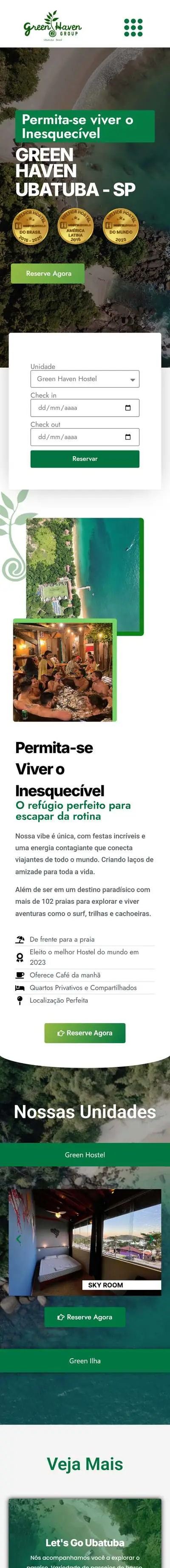 Site de Green Haven no celular